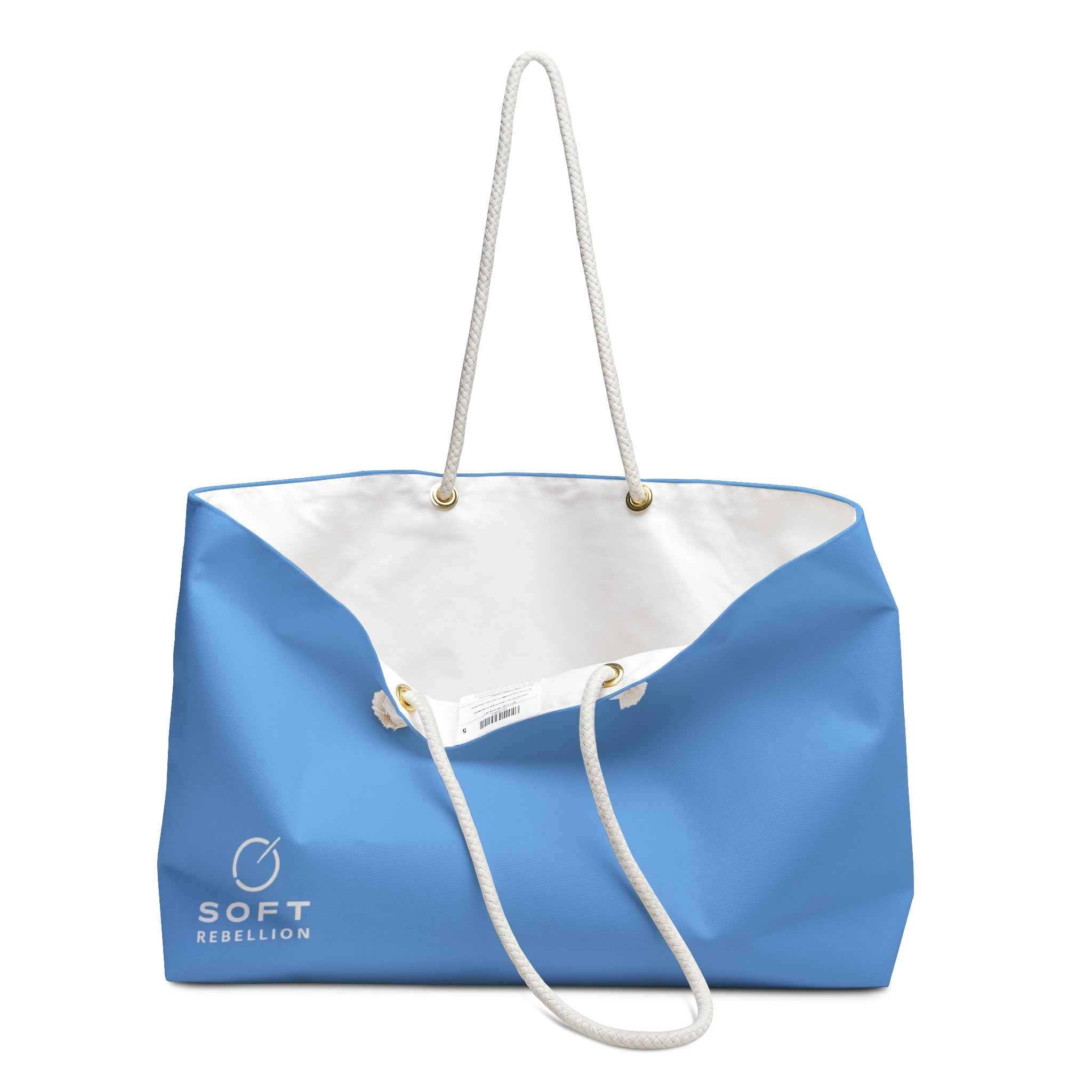 Blue Weekender Bag — Large Rope-Handle Travel Tote for Beach & Weekend Getaways