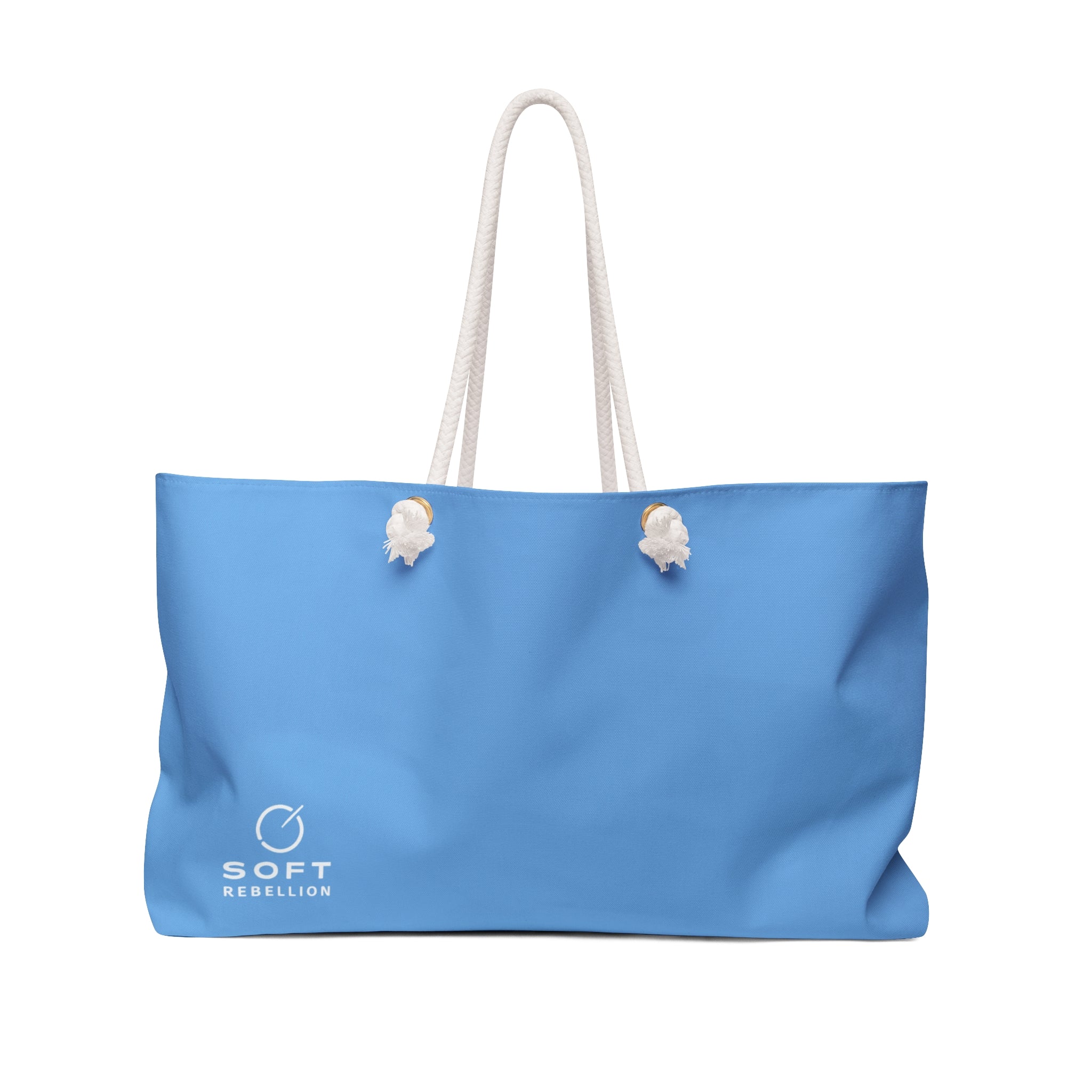 Blue Weekender Bag — Large Rope-Handle Travel Tote for Beach & Weekend Getaways