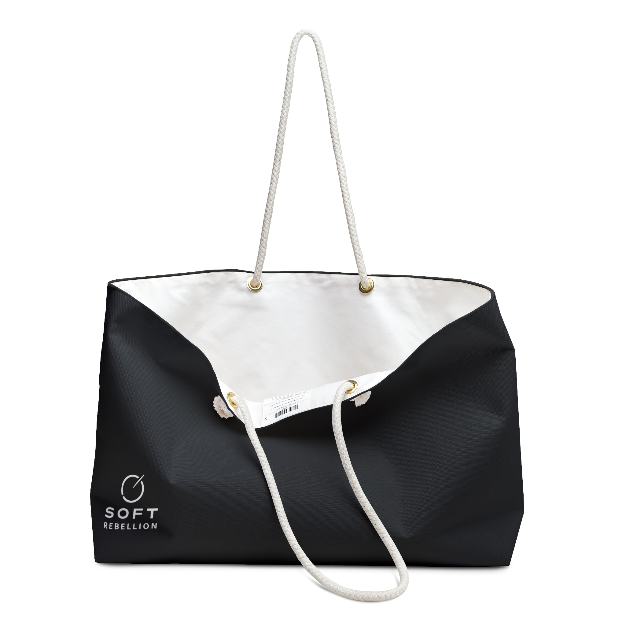 Black Canvas Weekender Bag – Large Rope-Handle Travel Tote